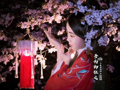 吾为卿狂之汉服配饰绛纱灯云纹直