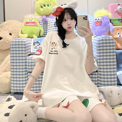 可爱蜡笔小新纯棉睡衣女短袖休闲