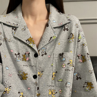 情侣可爱布鲁托睡衣女春秋季纯棉长袖长裤卡通休闲韩国米奇家居服