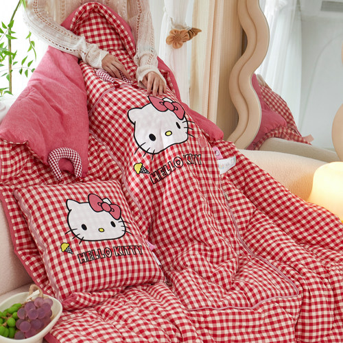 儿童卡通全棉三丽鸥抱枕被子两用