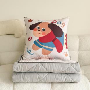 卡通小狗抱枕被两用汽车靠垫轻薄折叠沙发多功能办公室午睡二合一