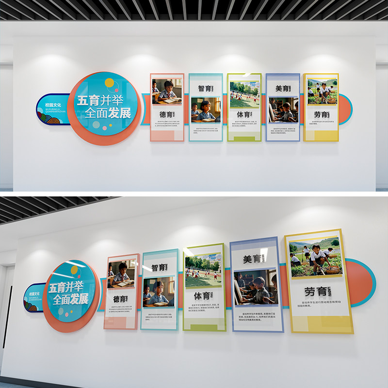 校园文化墙源文件/校园走道文化墙/五育并举全面发展