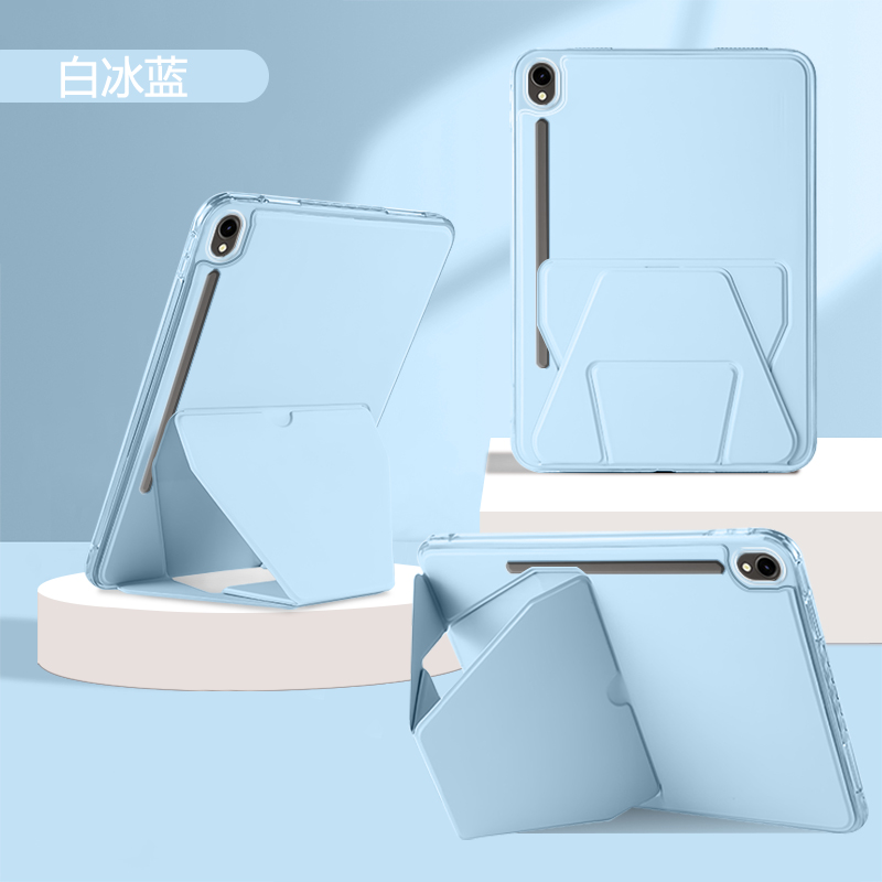 ibrave适用于三星TabS9fe+保护套新款GalaxytabS9fe亚克力s9+一体折叠支架s9气囊全包防摔横竖支撑平板壳