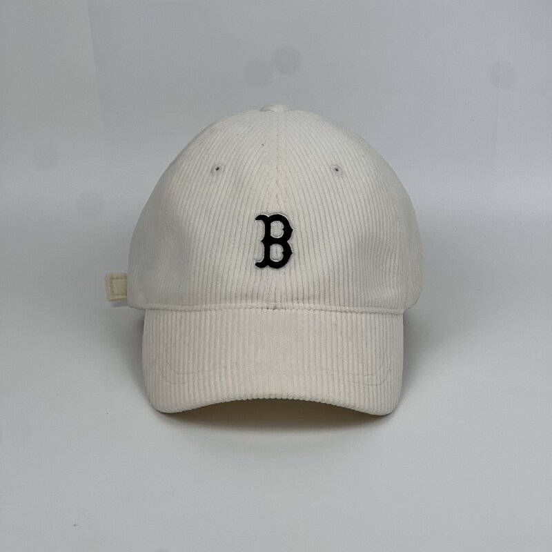 MLB男女情侣纯色灯芯绒软顶帽