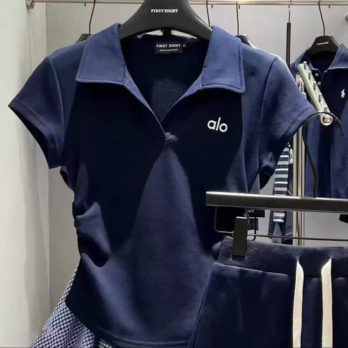 夏季简约薄款短袖复古POLO领T恤撞色女半身裙裤裙显瘦时尚套装