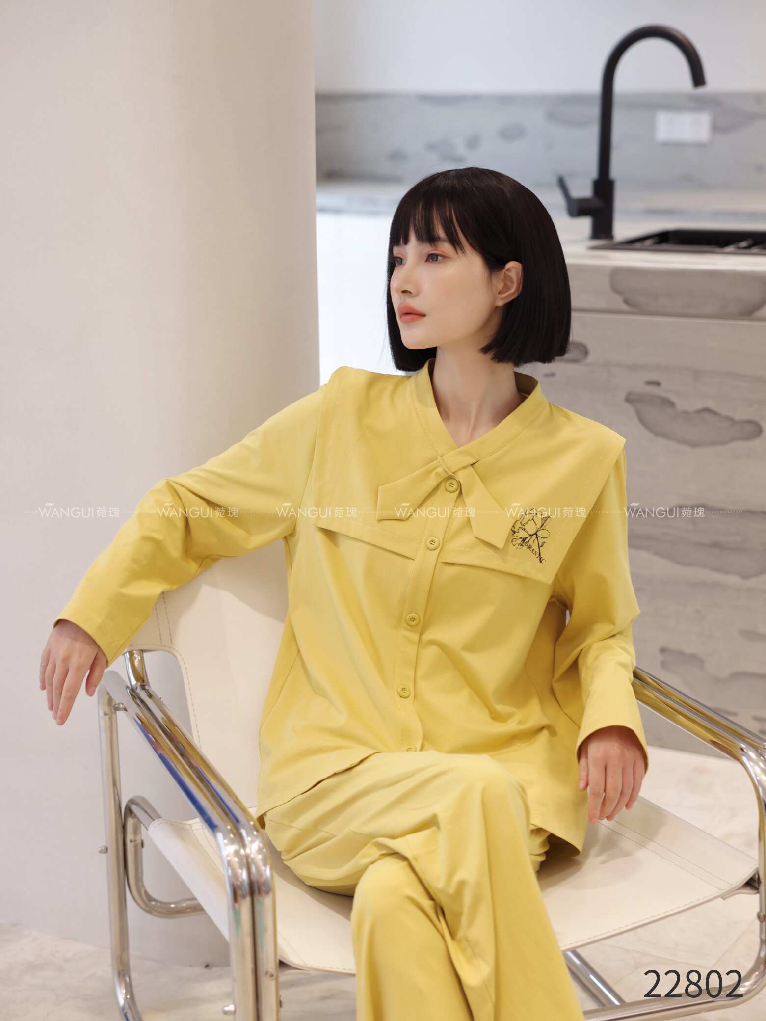 睡衣女新款春秋季日系开衫长袖长裤纯棉可外穿套装时尚个性国潮风