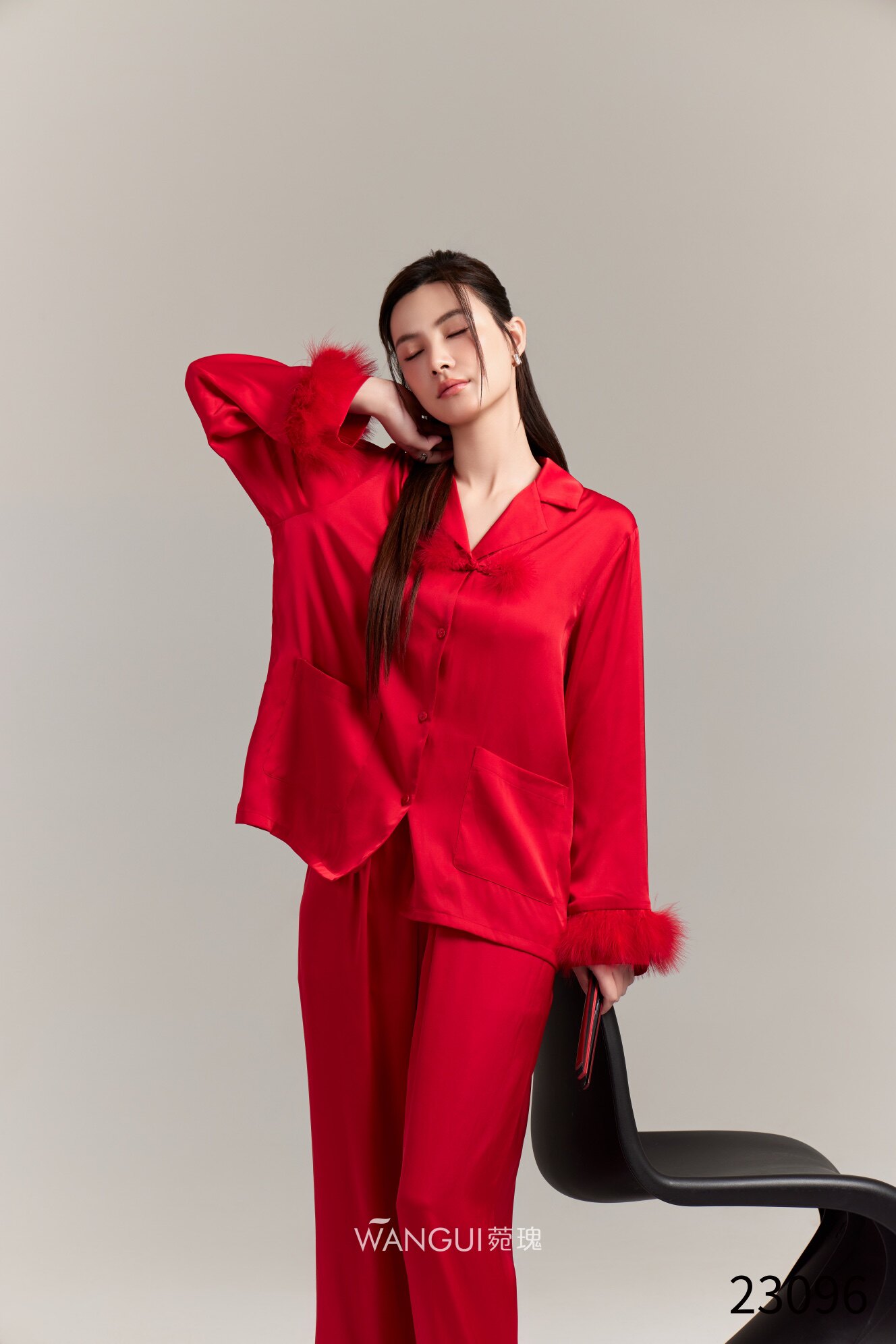 菀瑰睡衣女仿真丝冰雪丝丝绸纯欲风长袖长裤性感高级感家居服套装