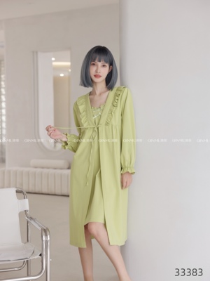 吊带睡袍女士纯棉日系韩版性感甜美公主风长袖家居服