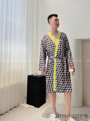 纯棉情侣睡袍春秋季长袖