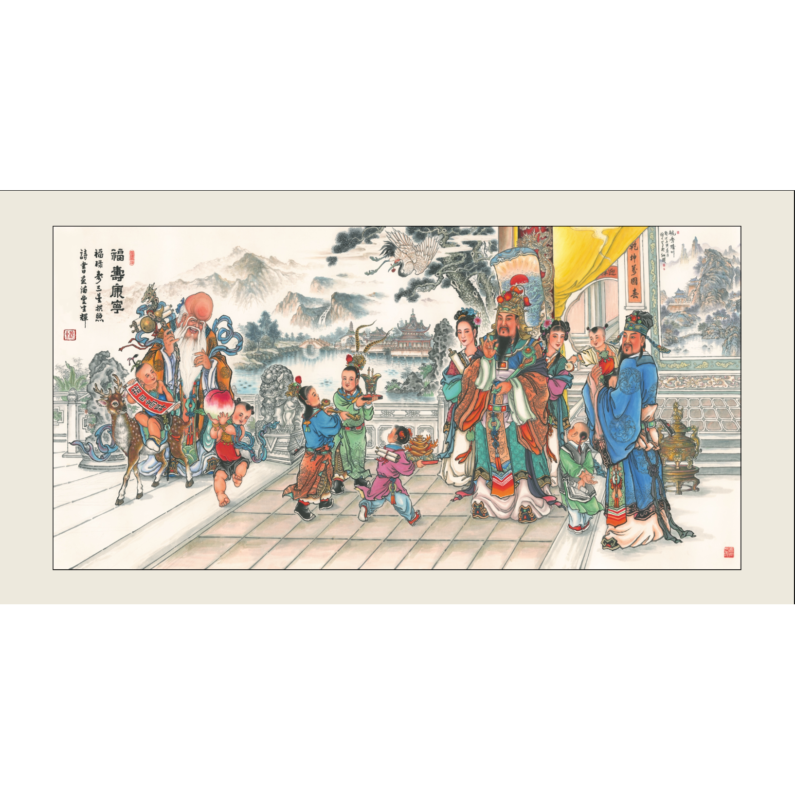 岩板画 流水生财山水挂画办公室聚宝盆客厅沙发背景墙 瓷板画