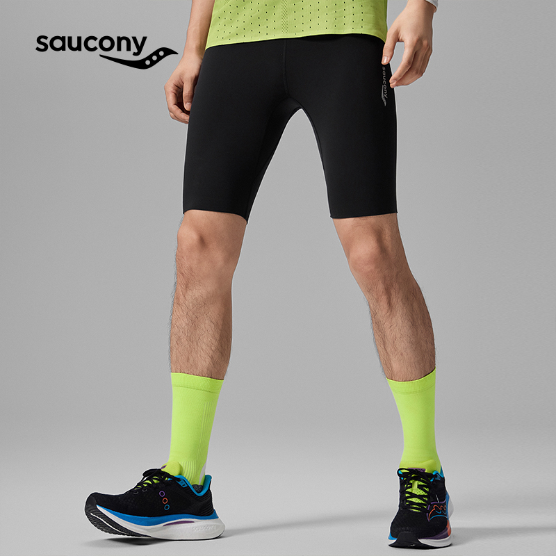 Saucony索康尼专业竞速系列男士运动专业健身速干透气四分紧身裤