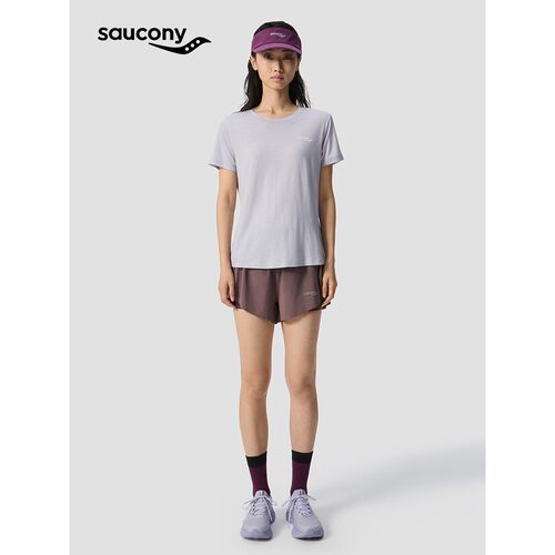 Saucony索康尼女天然抗菌防汗味抗静电美利奴羊毛短袖针织衫