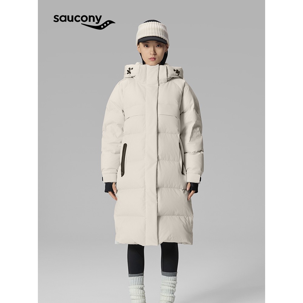 Saucony索康尼女都市生活H型梭织长款宽松羽绒服