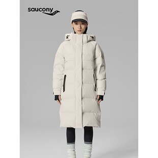 Saucony索康尼女都市生活H型梭织长款宽松羽绒服