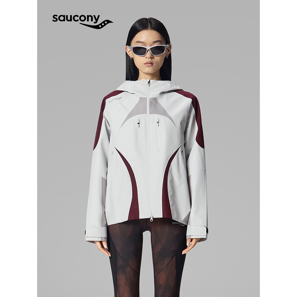 Saucony索康尼女抽绳拼色都市通勤经典宽松版型梭织外套