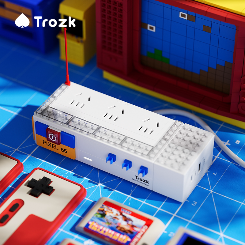 正版积木创意插座USB特洛克插排多功能快充器生日礼物送男女朋友