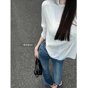 180 女春秋加长显瘦拖地裤 暴走高仙女175高个子美式 复古微喇牛仔裤