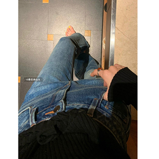 暴走高仙女175高个子复古蓝色高腰微喇牛仔裤 女弹力加长180拖地裤