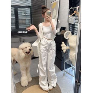 休闲裤 175宽松百搭阔腿工装 暴走高仙女高个子加长松弛白色拖地裤