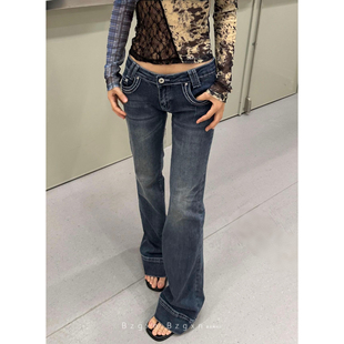 暴走高仙女175高个子美式复古微喇牛仔裤女秋冬加长180显瘦喇叭裤