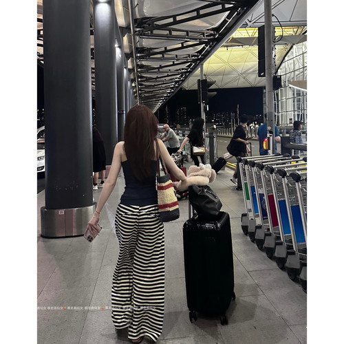 藏青色抽绳休闲裤高个子女生加长