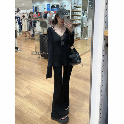 暴走高仙女175高个子微喇休闲裤女2025秋季加长弹力显瘦运动卫裤