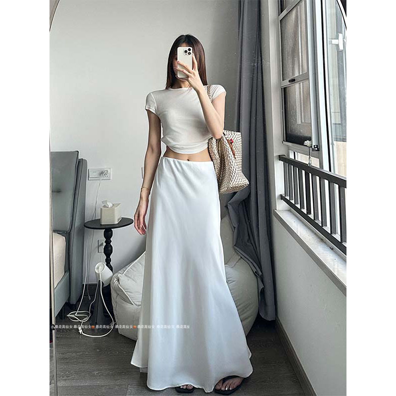 175高个子气质缎面鱼尾裙夏季女