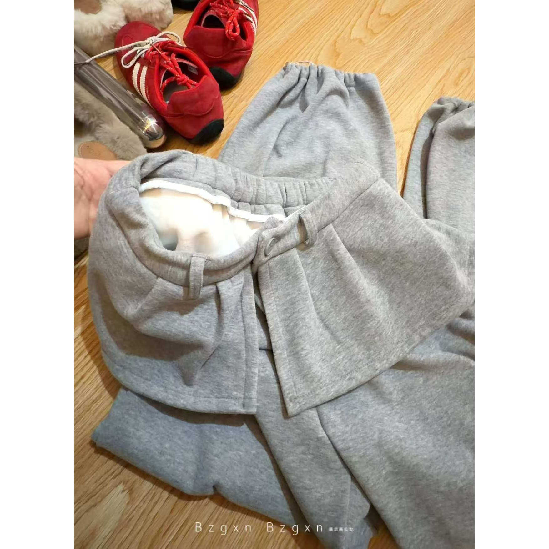 暴走高仙女175高个子加长180加绒冬季假两件糯米休闲阔腿拖地长裤