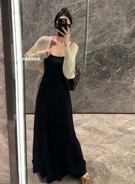 暴走高仙女175高个子连衣裙女吊带裙加长大裙摆显瘦气质长款裙子