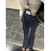 休闲裤 暴走高仙女高个子加长韩系假两件2026春秋新款 微喇拖地长裤