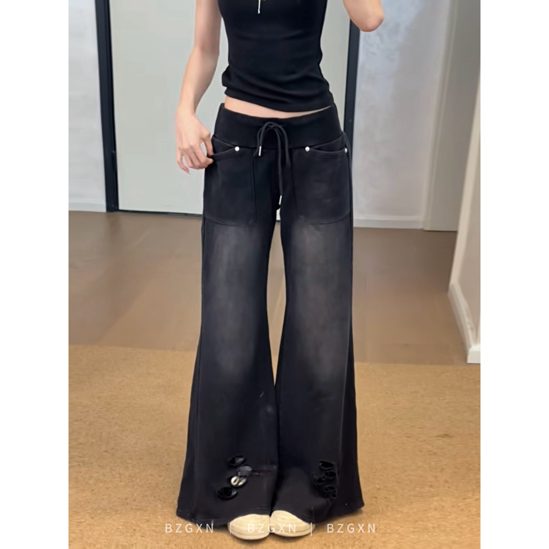 加长微喇卫裤女2026秋季新款修身图片