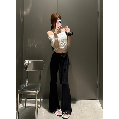 送运费险假两件绑带遮胯休闲裤夏