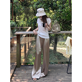 暴走高仙女高个子175滑滑裤 垂感显瘦宽松百搭加长180休闲长裤 子女