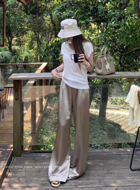 暴走高仙女高个子175滑滑裤垂感显瘦宽松百搭加长180休闲长裤子女