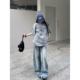 暴走高仙女裤 女春宽松拖地直筒裤 长114高个子美式 猫须阔腿牛仔裤
