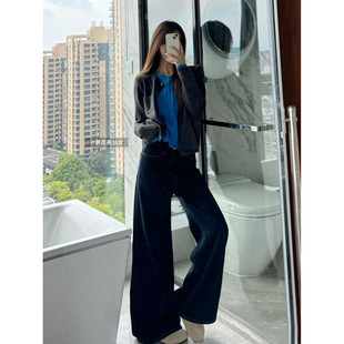 暴走高仙女175高个子美式牛仔裤女复古神裤原色阔腿拖地裤加长裤