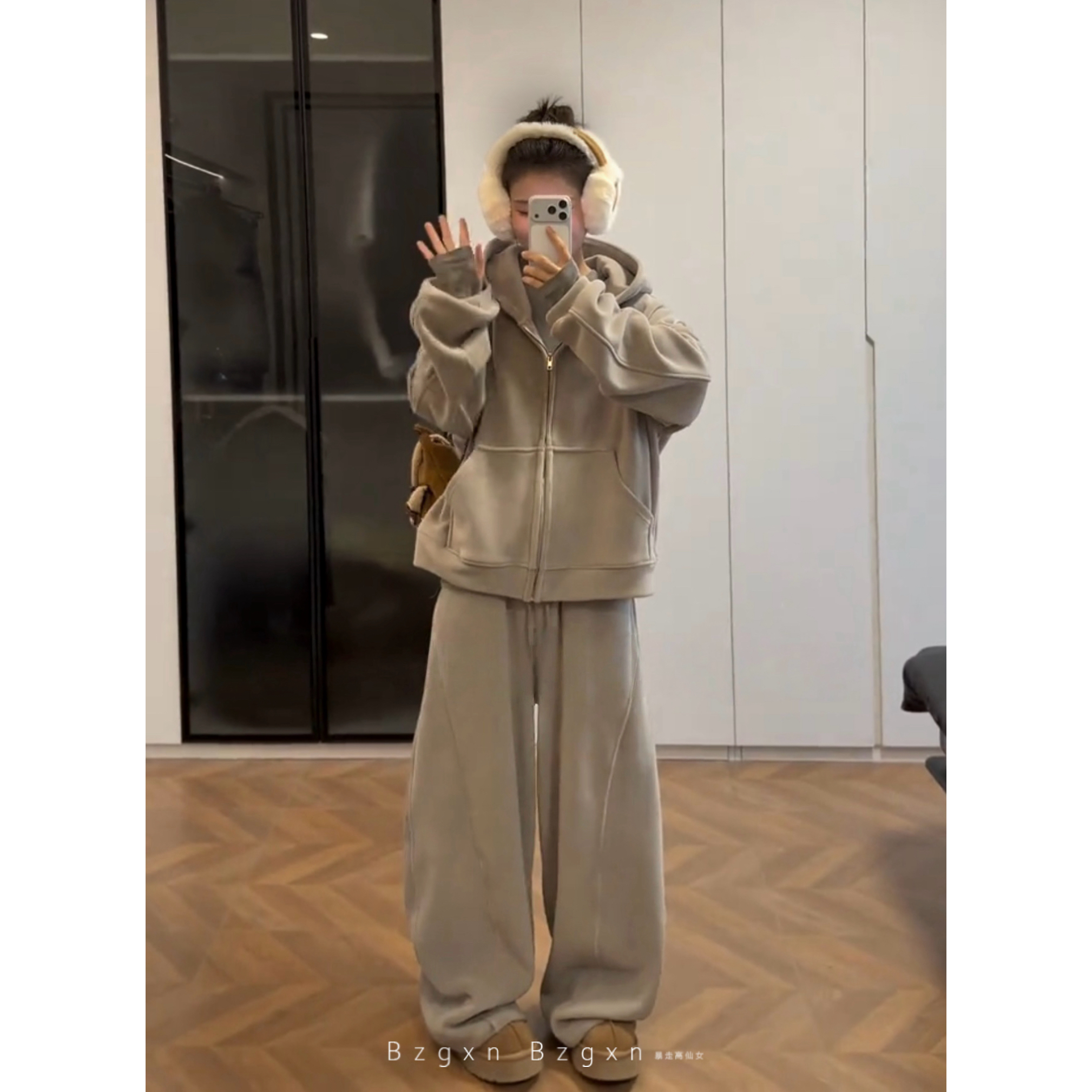 高个子加长卫衣外套奥粒绒套装