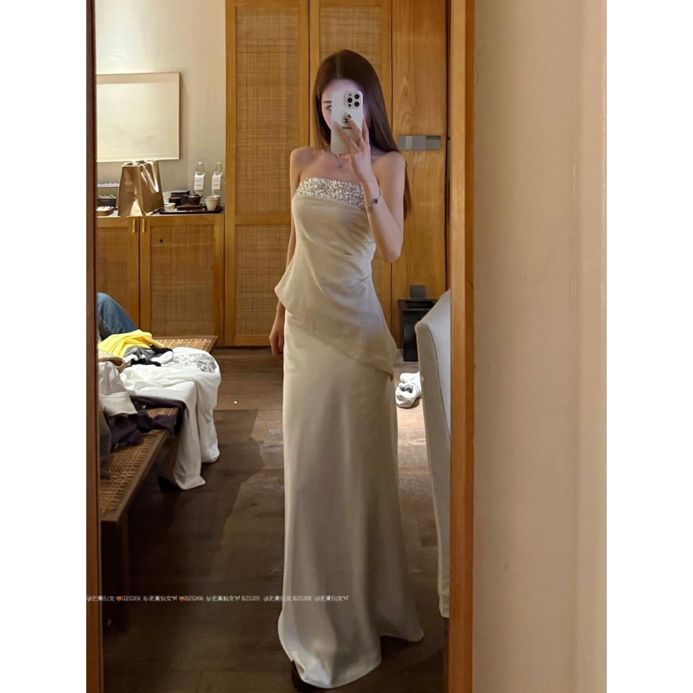 缎面感鎏光半身裙高个子女生加长