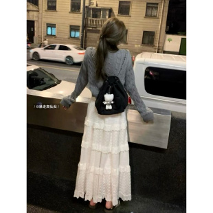 加长版 白色半身裙女175高个子早秋a字裙蛋糕裙温柔风长裙蕾丝裙子