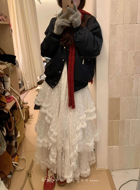 暴走高仙女175高个子加长180白色蓬蓬半身裙女秋冬甜美蛋糕裙长裙