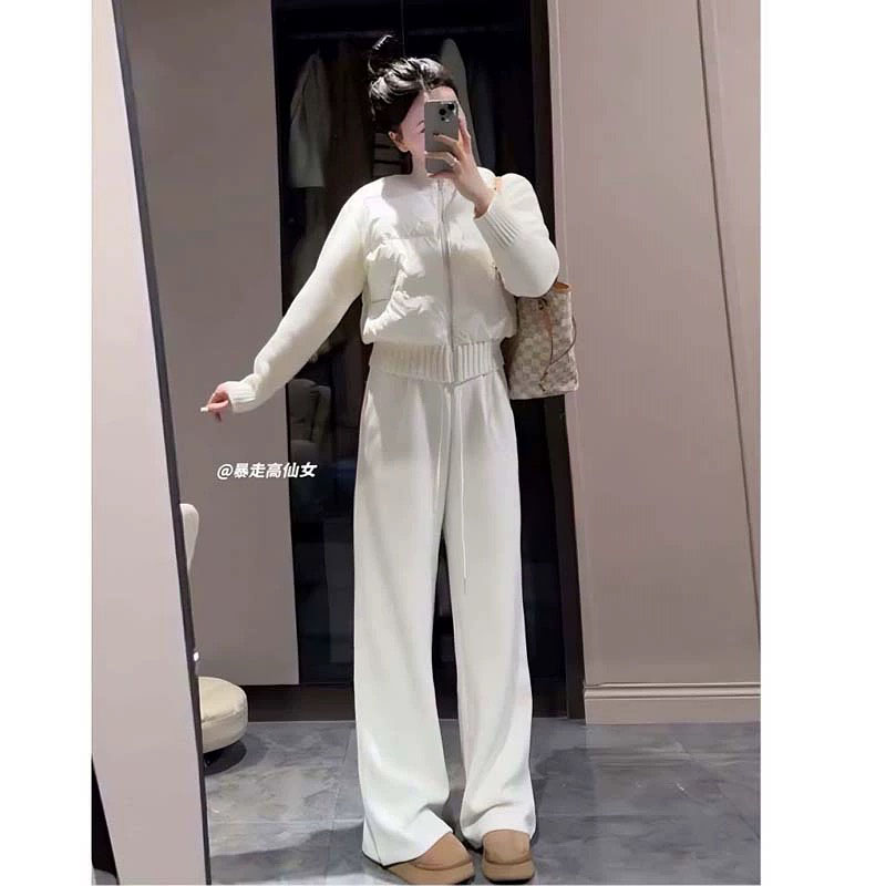 运费险白色阔腿裤秋冬加厚加长