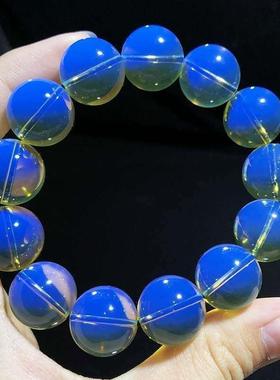 银麟家蓝珀手串墨西哥天空蓝琥珀佛珠老矿男女款手链正品保正