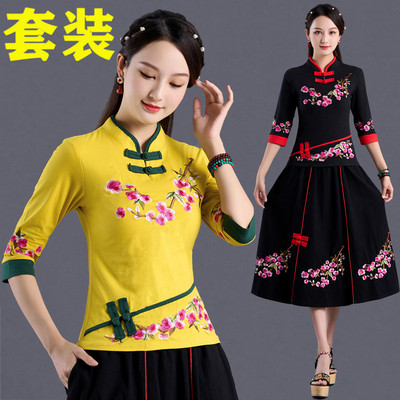 棉春夏秋刺绣花民族风女装中国风