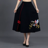 Ретро летняя этническая длинная юбка, этнический стиль, с вышивкой, средней длины