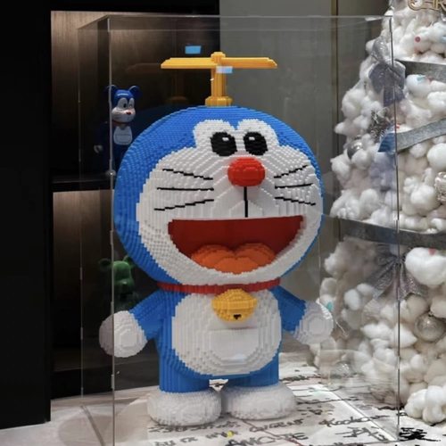 哆啦蓝胖子国潮积木玩具益智拼装手办儿童生日礼物摆件适用于乐高