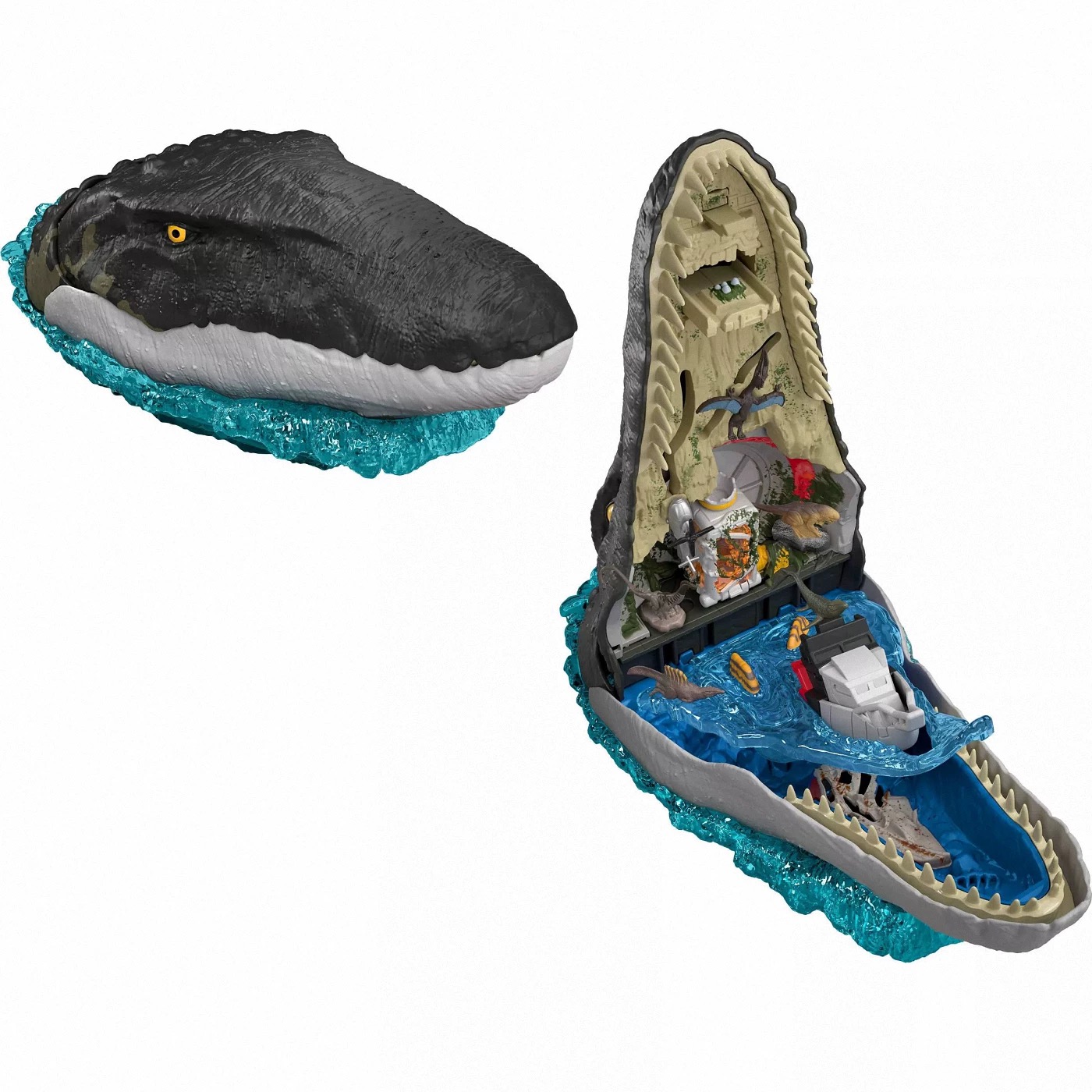 2025美泰正版侏罗纪世界重生霸王龙棘龙沧龙头部迷你便携儿童玩具