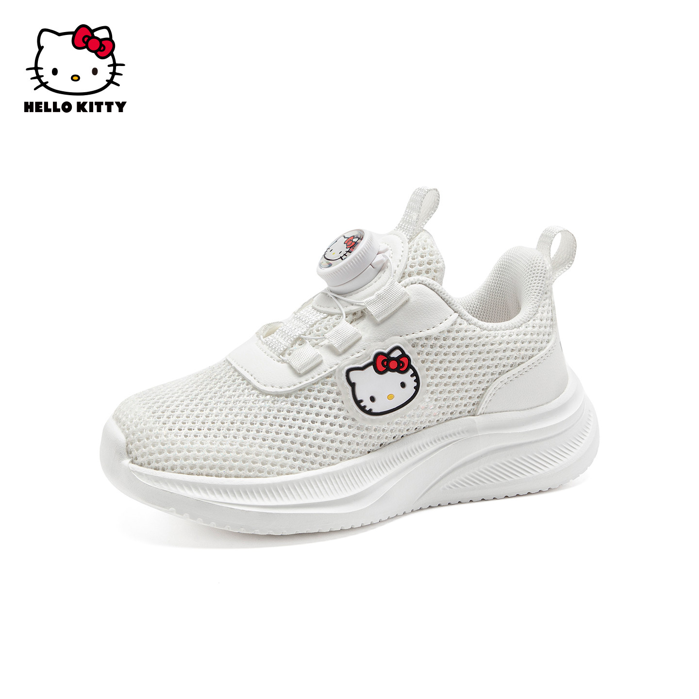 凯蒂猫女童运动鞋春夏季镂空透气网面儿童跑步鞋女孩学生小白鞋子