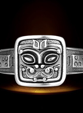 新中式国潮貔貅戒指男女开口指环霸气宽版祥瑞神兽招财寓意手饰品