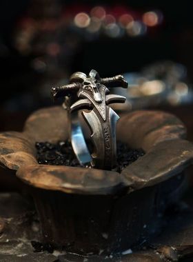 复古朋克魔兽世界霜之哀伤之剑戒指霸气男生周边电影游戏开口指环