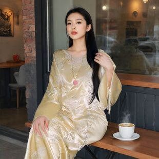 mosschaoxin【鎏金沐色】新中式重工鎏金线绣外套+半裙套装女